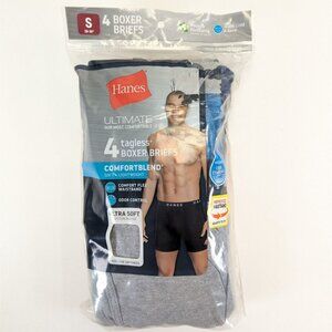 Hanes Ultimate Mens Small Boxer Briefs 4-Pack Tagless Gray Black Lightweight